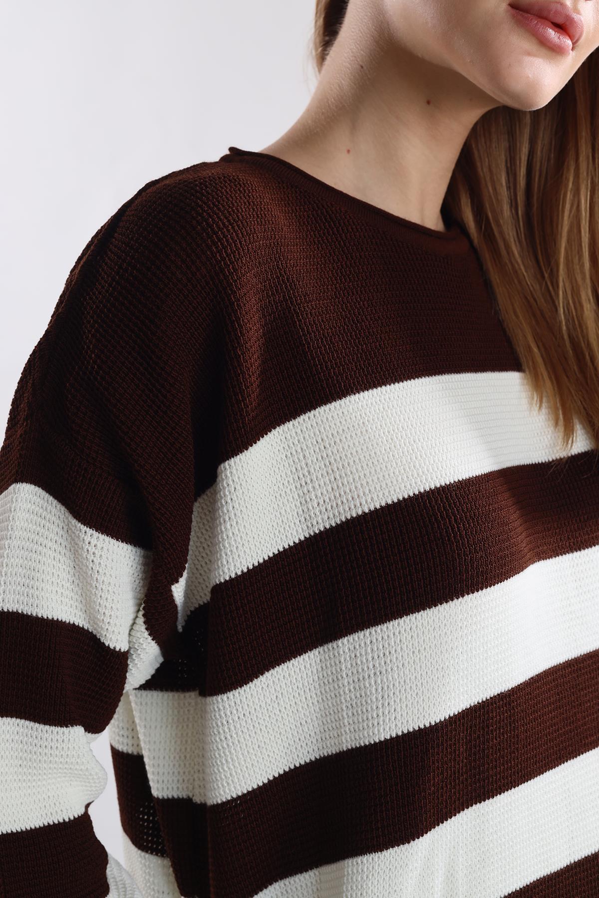 Acı Kahve Bisiklet Yaka Çizgili Tunik 5380 - 3