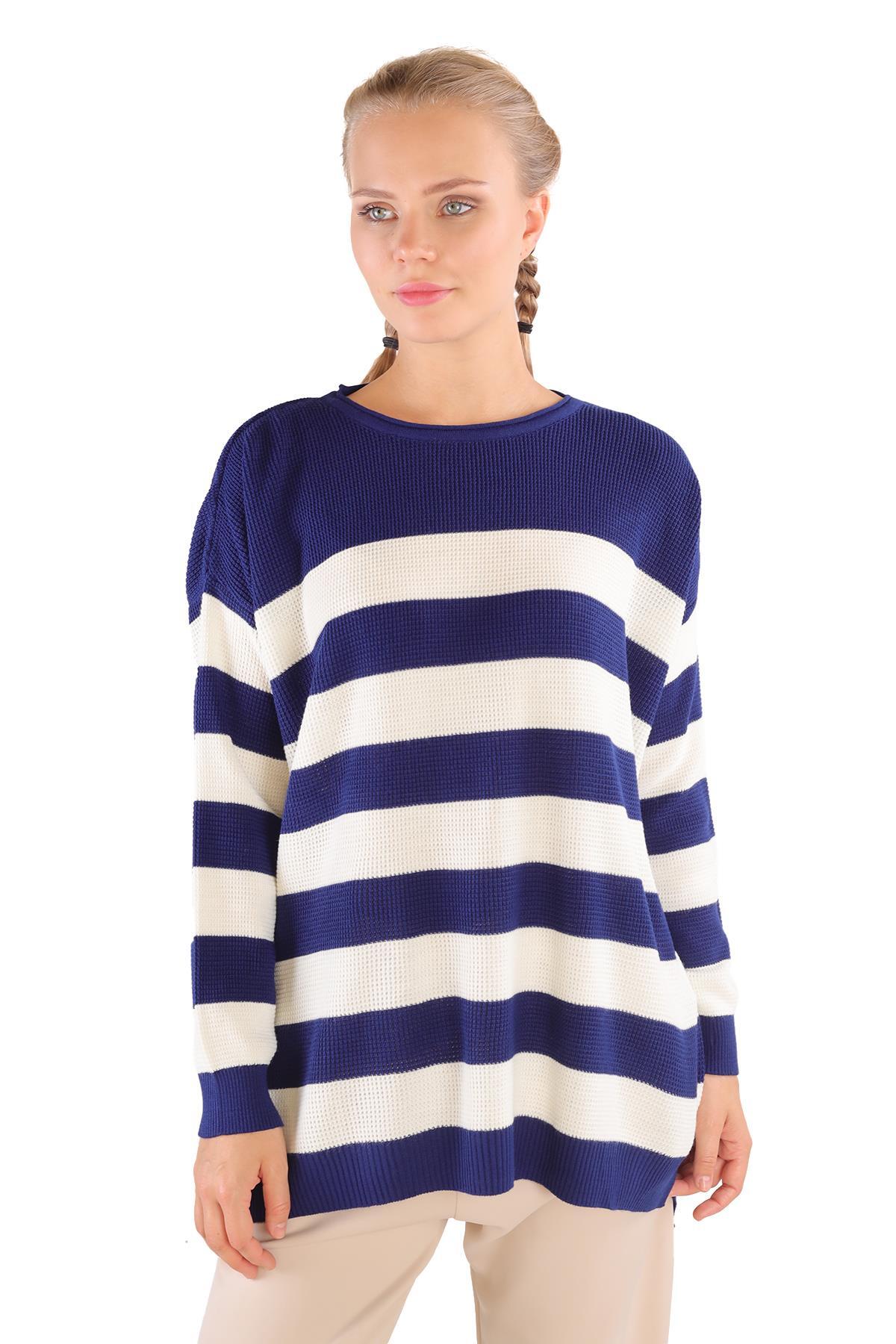 Laci Bisiklet Yaka Çizgili Tunik 5380 - 1