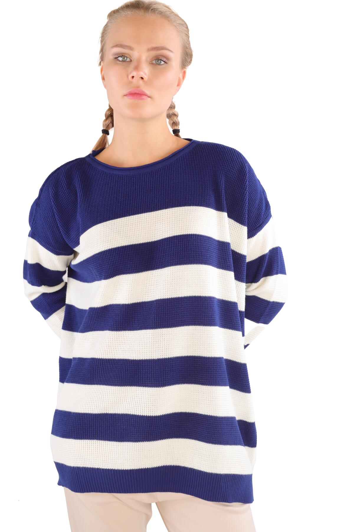 Laci Bisiklet Yaka Çizgili Tunik 5380 - 3