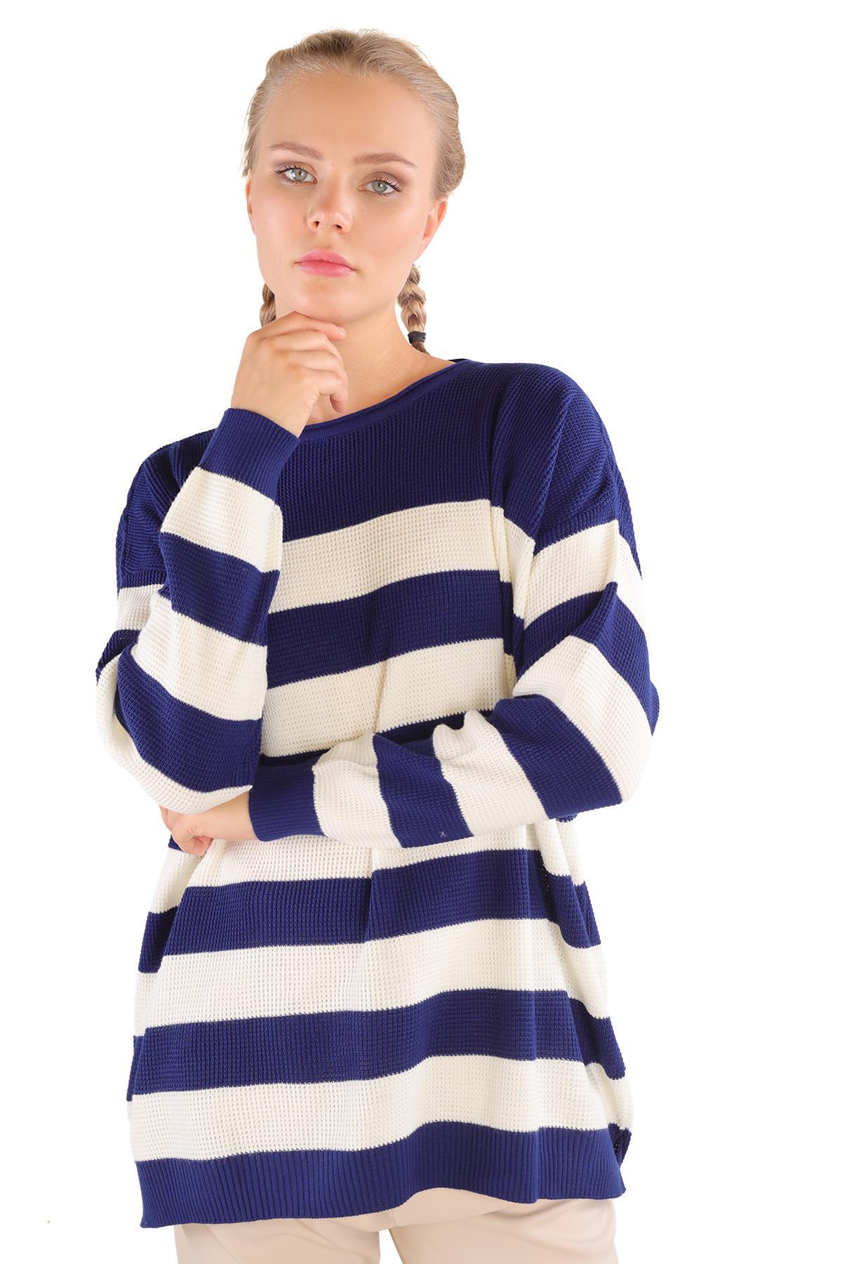 Bisiklet Yaka Çizgili Tunik 5380 Laci - 5