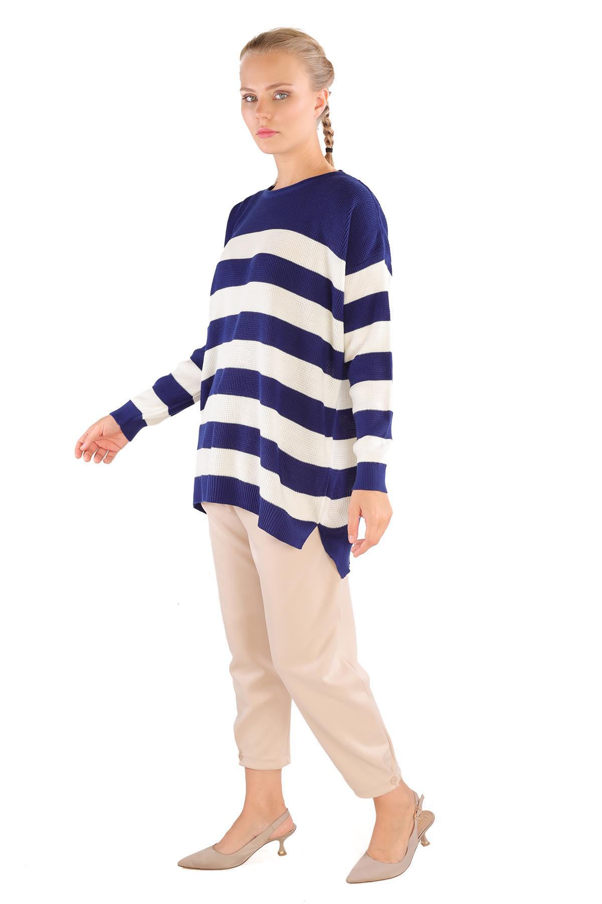 Bisiklet Yaka Çizgili Tunik 5380 Laci - 6