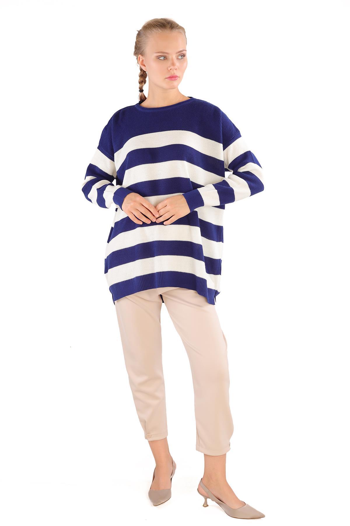 Bisiklet Yaka Çizgili Tunik 5380 Laci - 7