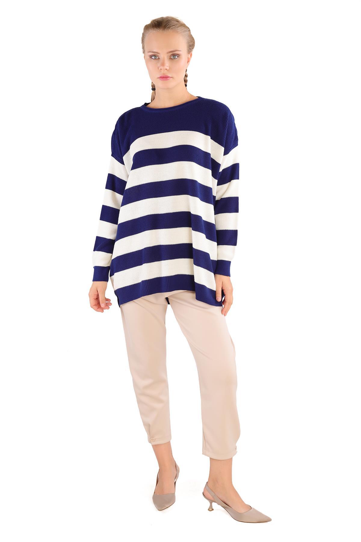 Laci Bisiklet Yaka Çizgili Tunik 5380 - 2