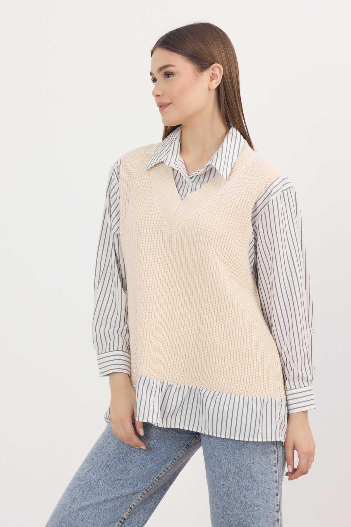 Taş Gömlek Detay Kazak 5395 - 7