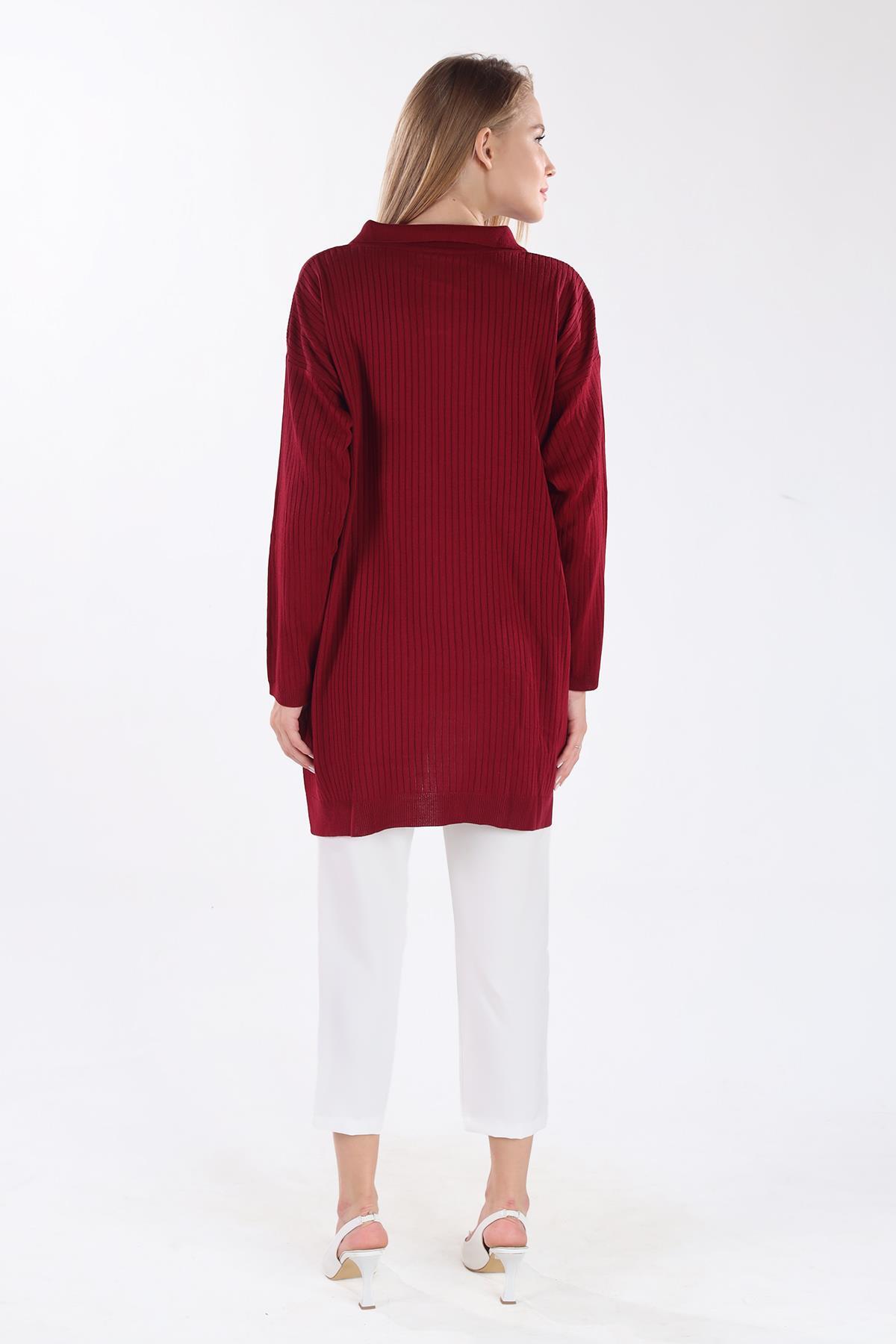 5410 Polo Yaka Tunik Bordo - 5