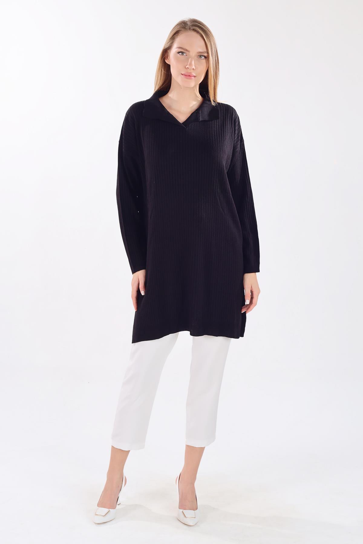 Siyah Polo Yaka Tunik 5410 