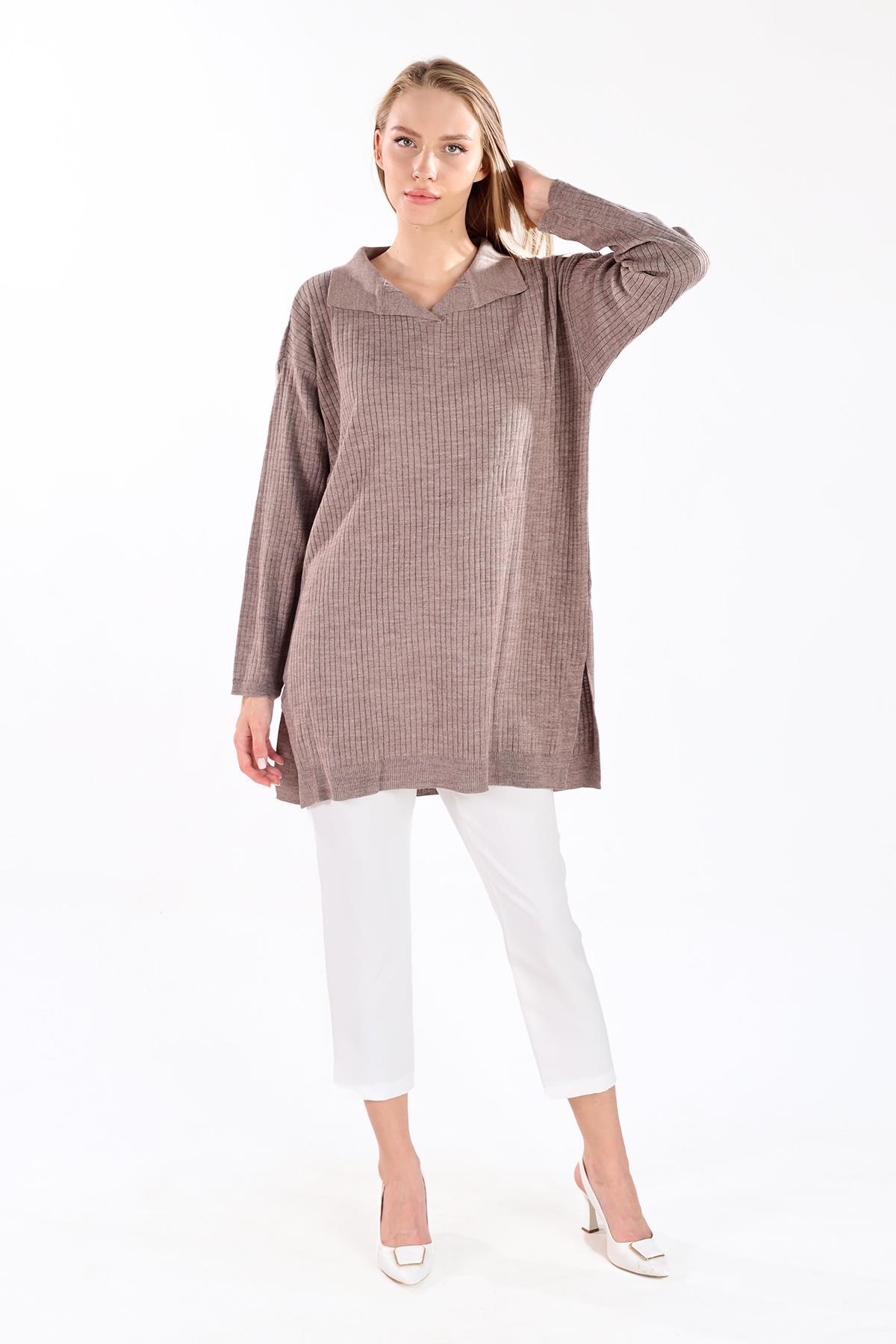 5410 Polo Yaka Tunik Vizon - 7