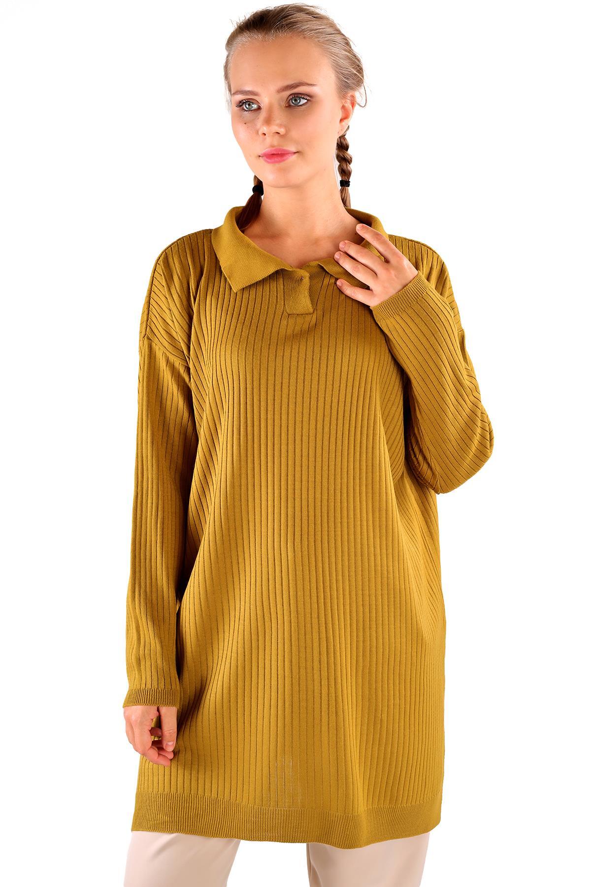 5410 Polo Yaka Tunik Yağ Yeşili - 2