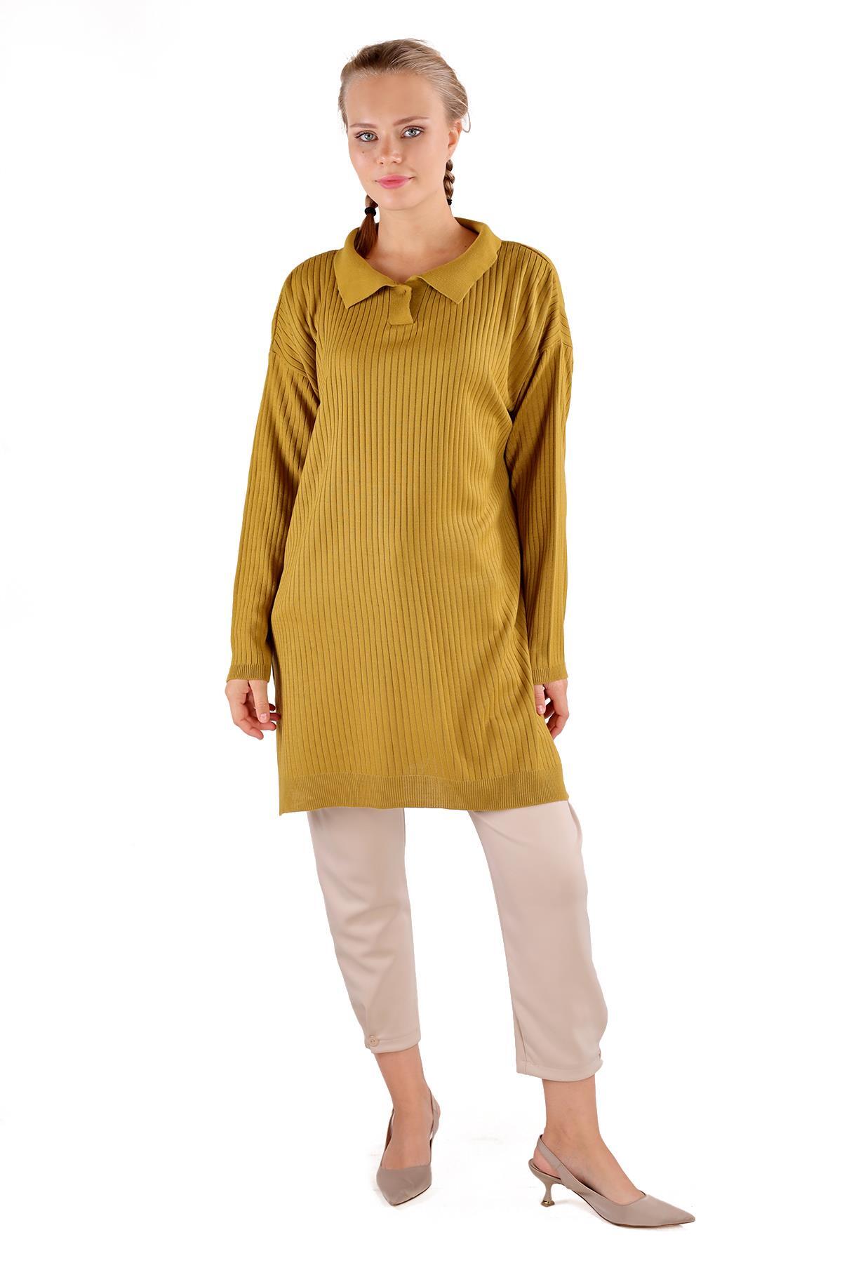 Yağ Yeşili Polo Yaka Tunik 5410 