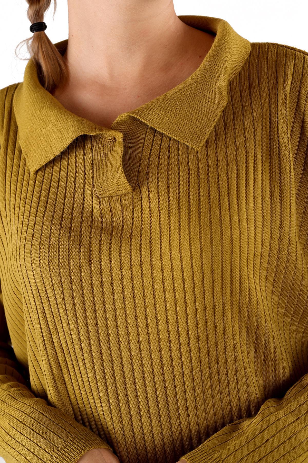 Yağ Yeşili Polo Yaka Tunik 5410 - 4