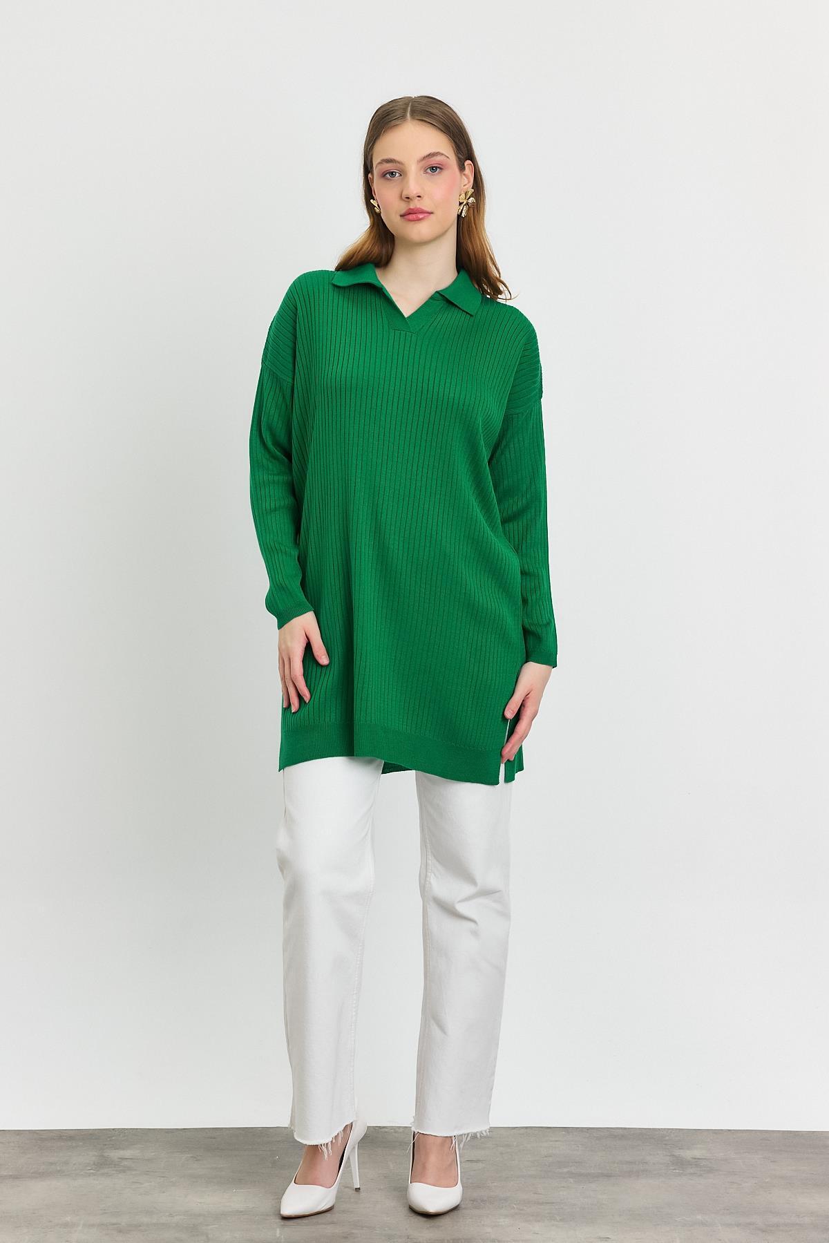 Benetton Yeşili Polo Yaka Tunik 5410 - 1