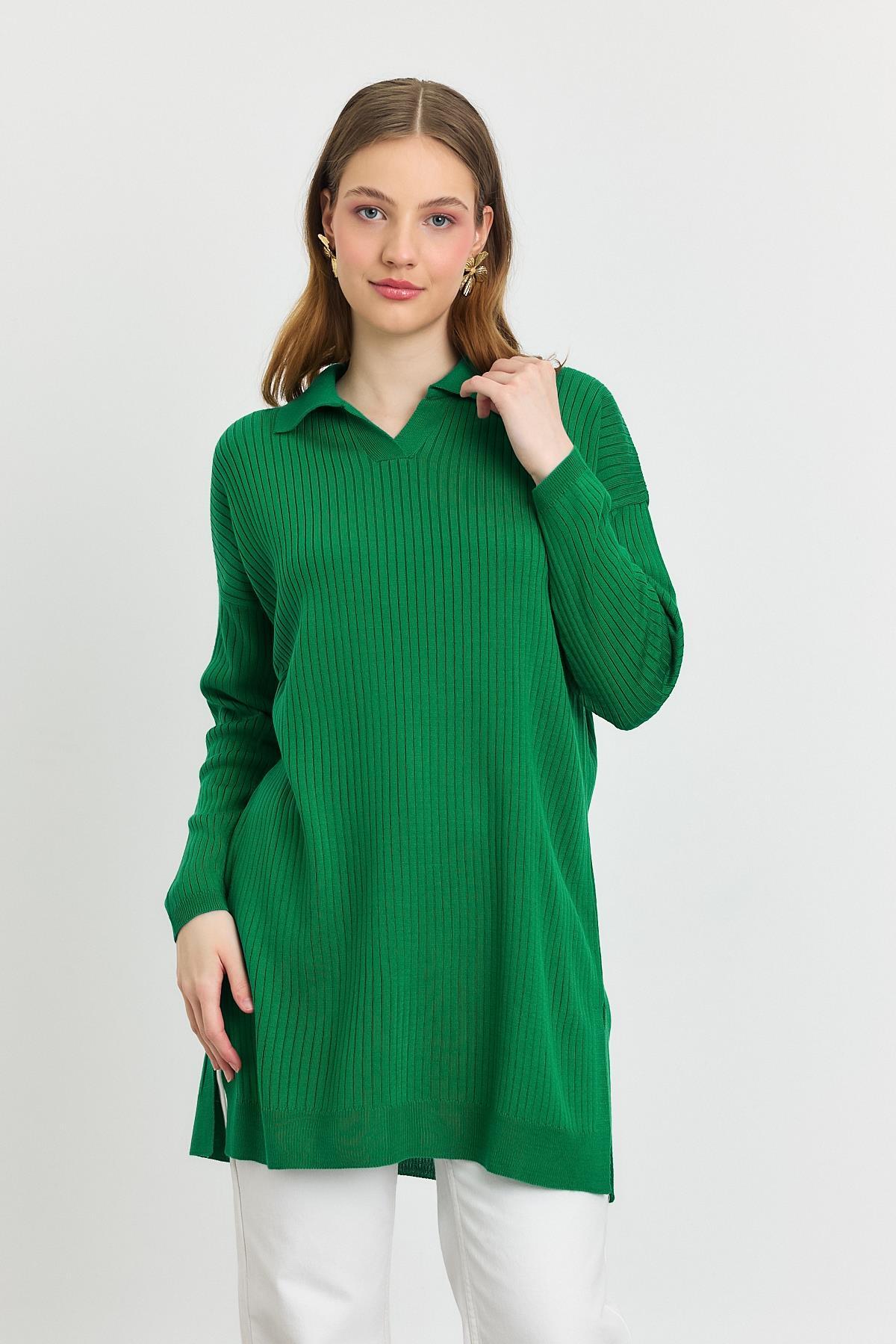 Benetton Yeşili Polo Yaka Tunik 5410 - 2