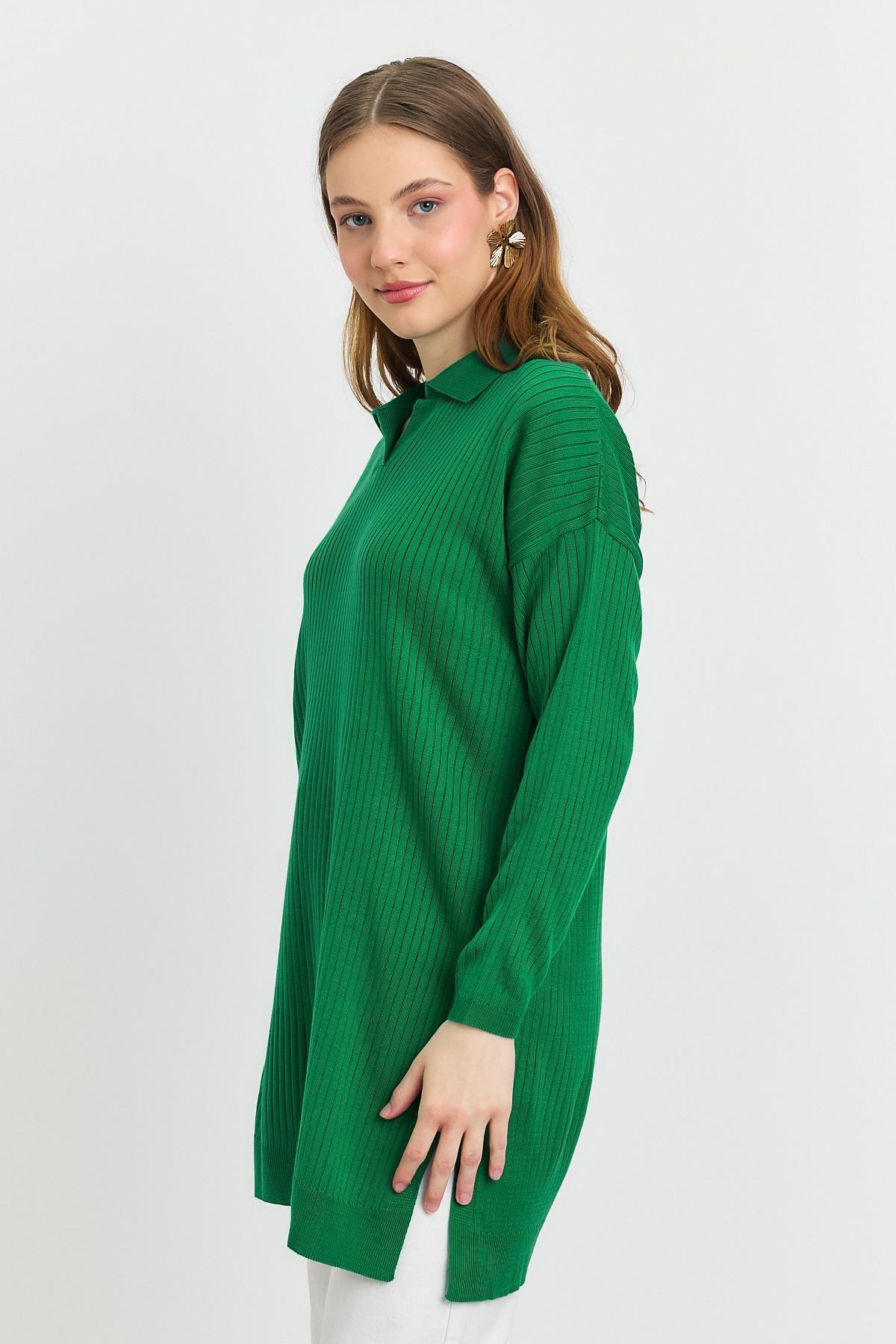 Benetton Yeşili Polo Yaka Tunik 5410 - 3