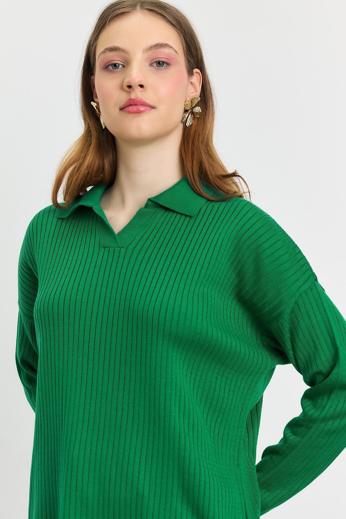 Benetton Yeşili Polo Yaka Tunik 5410 - 4