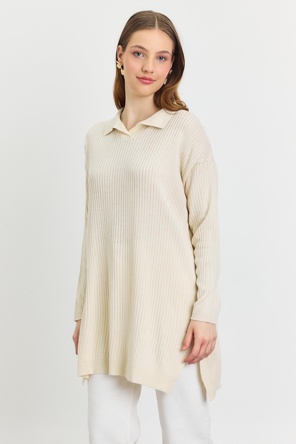Ekru Polo Yaka Tunik 5410 - 7