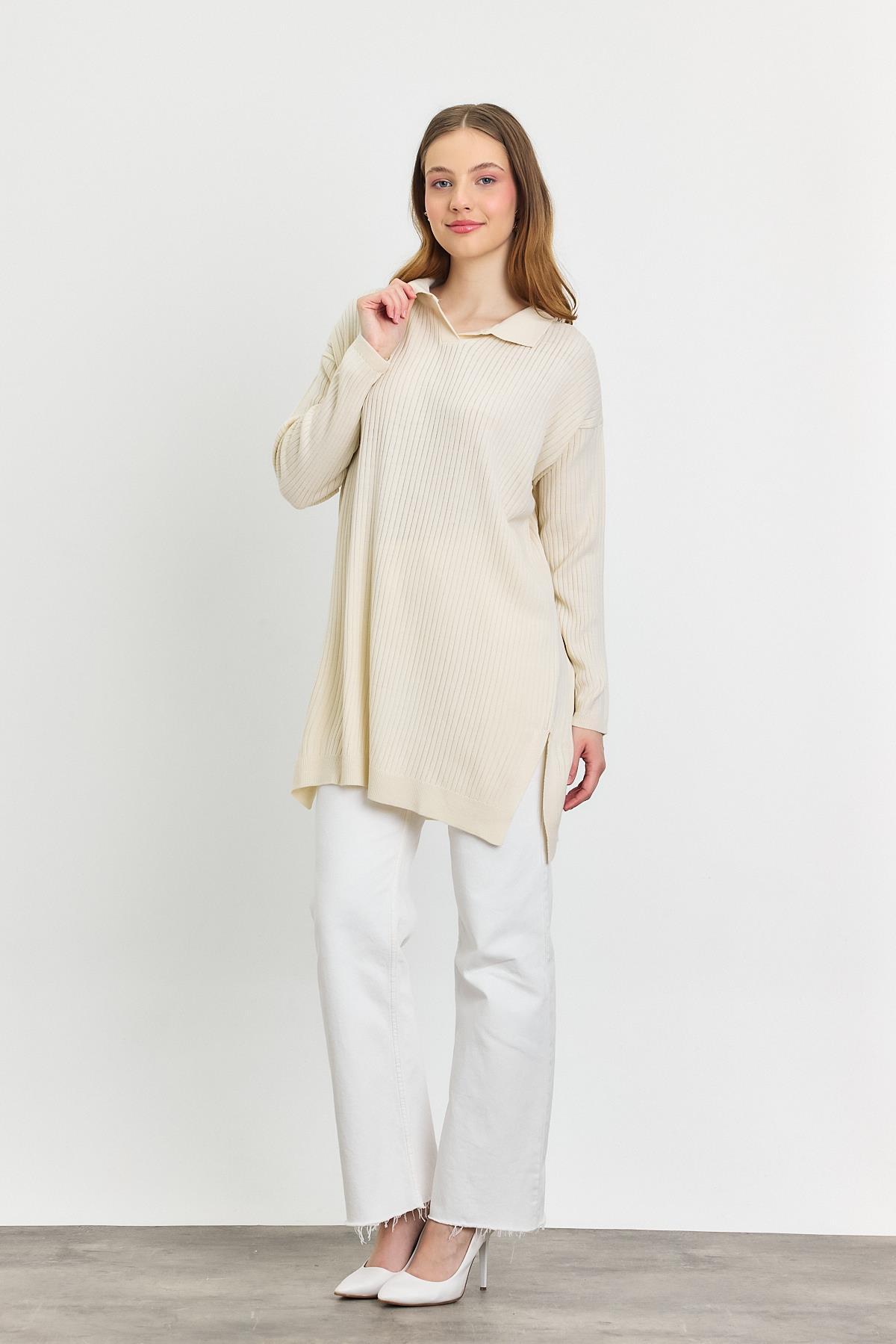 Ekru Polo Yaka Tunik 5410 - 6