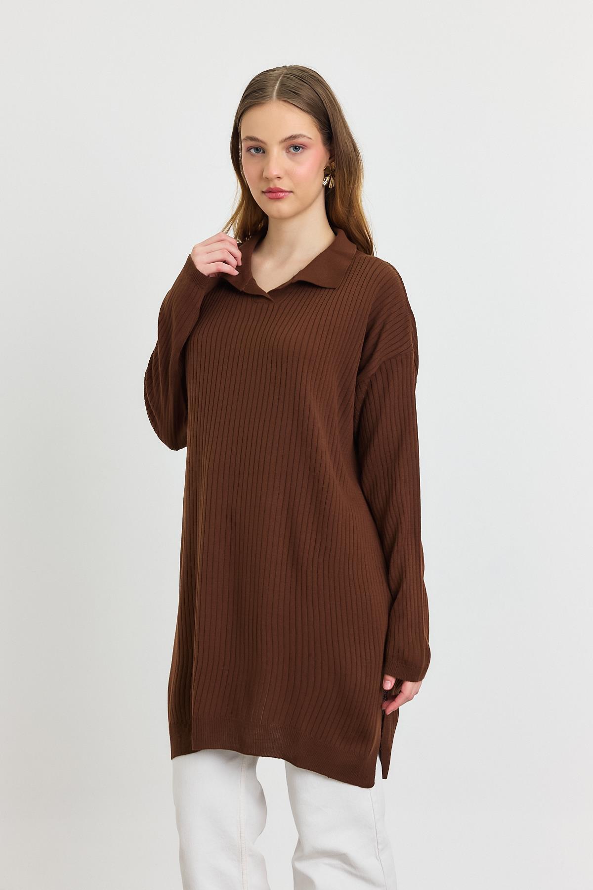 Kahve Polo Yaka Tunik 5410 - 3