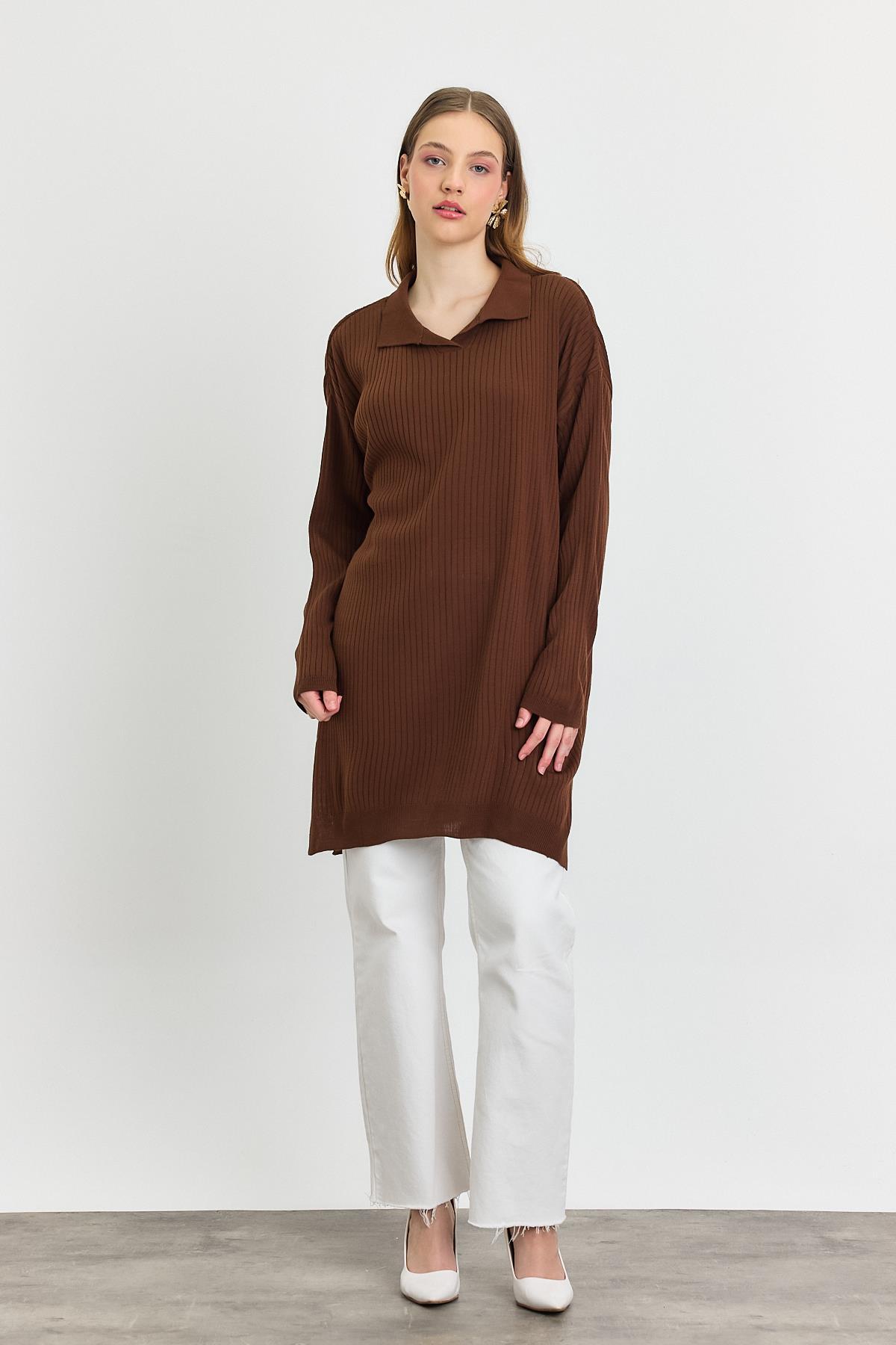 5410 Polo Yaka Tunik Kahve - RAYS