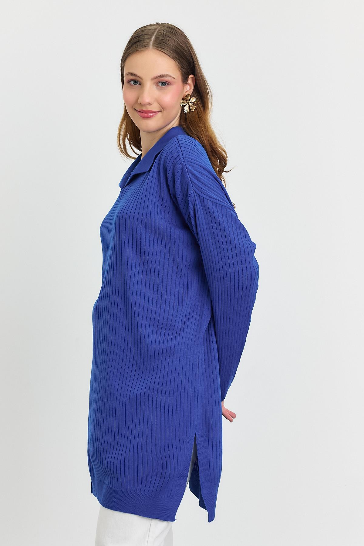 5410 Polo Yaka Tunik Saks - RAYS