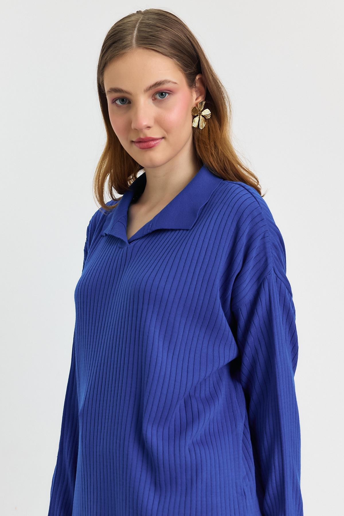 5410 Polo Yaka Tunik Saks - RAYS