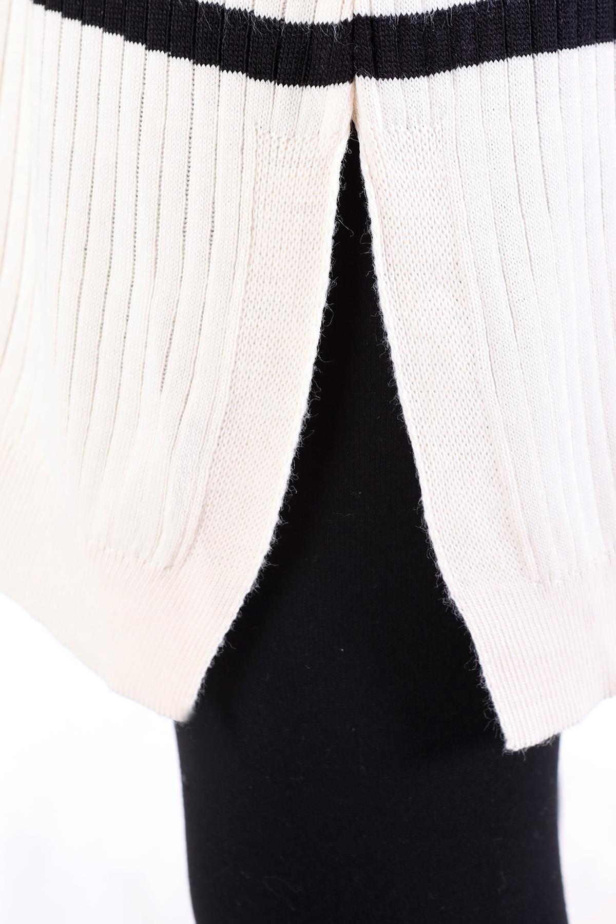 Ekru Çizgili Balıkçı Yaka Tunik 5415 - 6