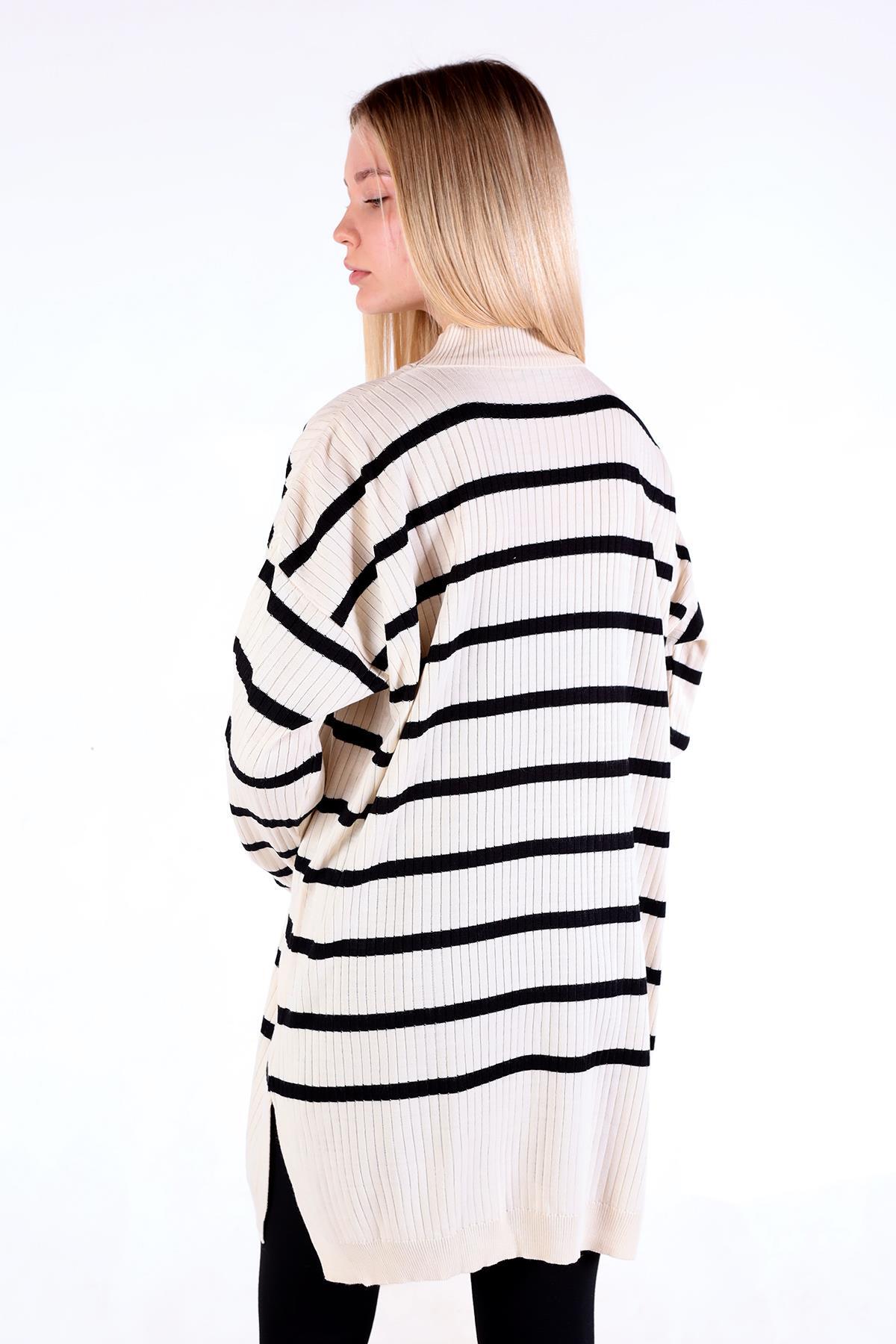 Ekru Çizgili Balıkçı Yaka Tunik 5415 - 8