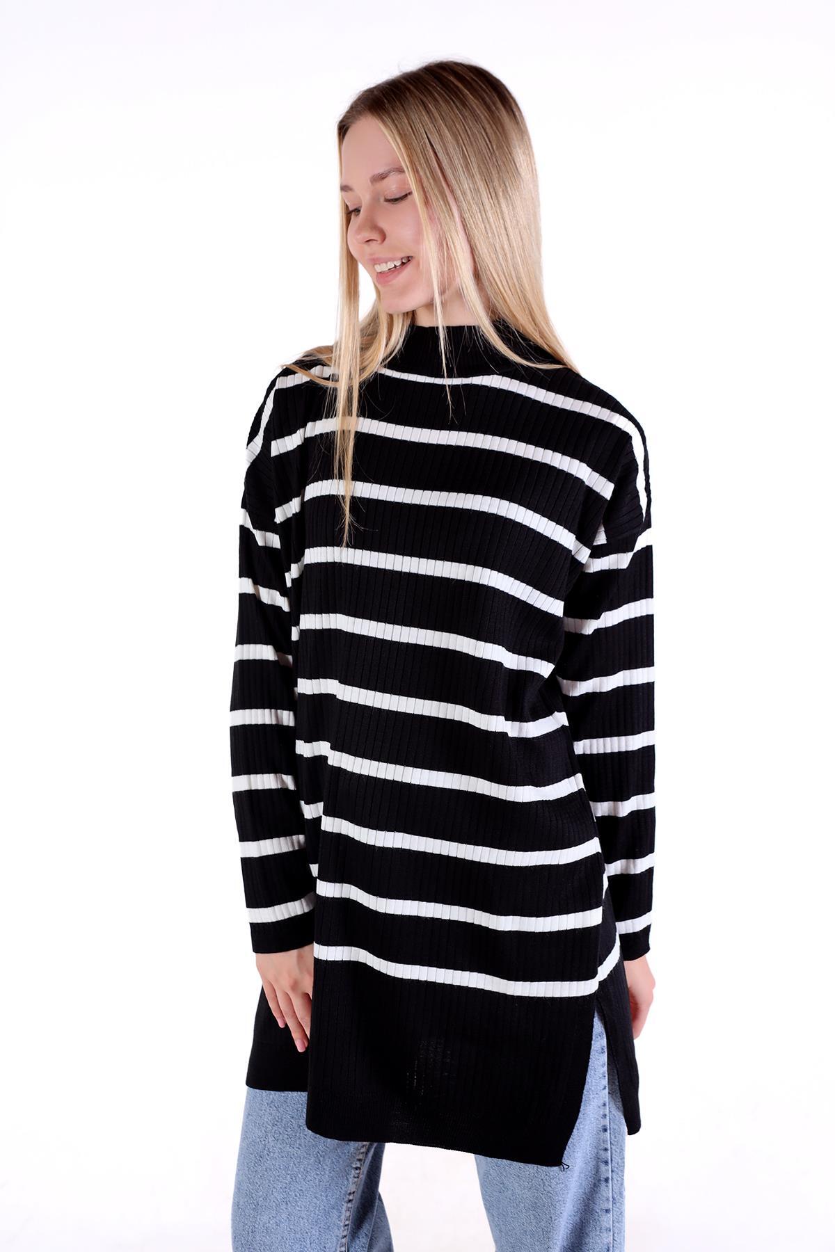 Siyah Çizgili Balıkçı Yaka Tunik 5415 - 8