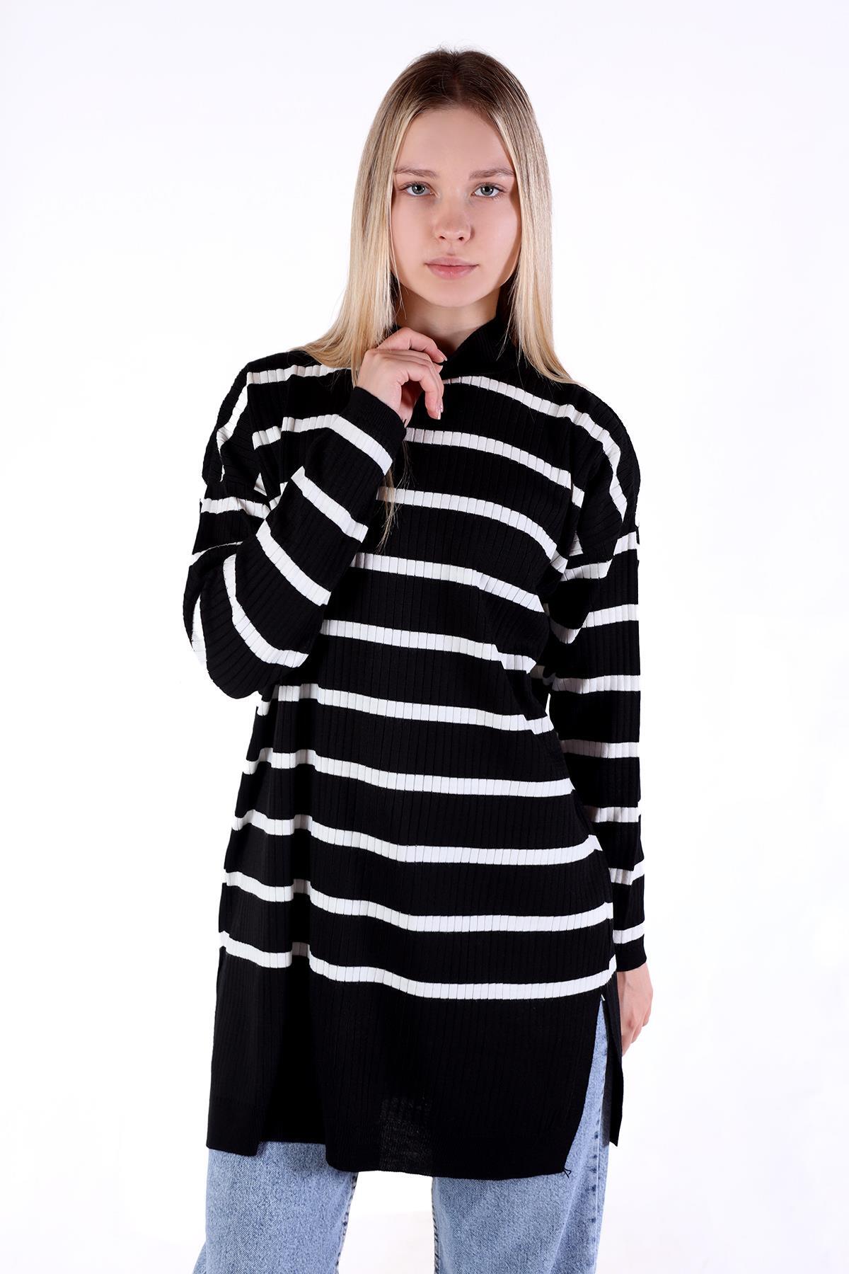 Siyah Çizgili Balıkçı Yaka Tunik 5415 - 2