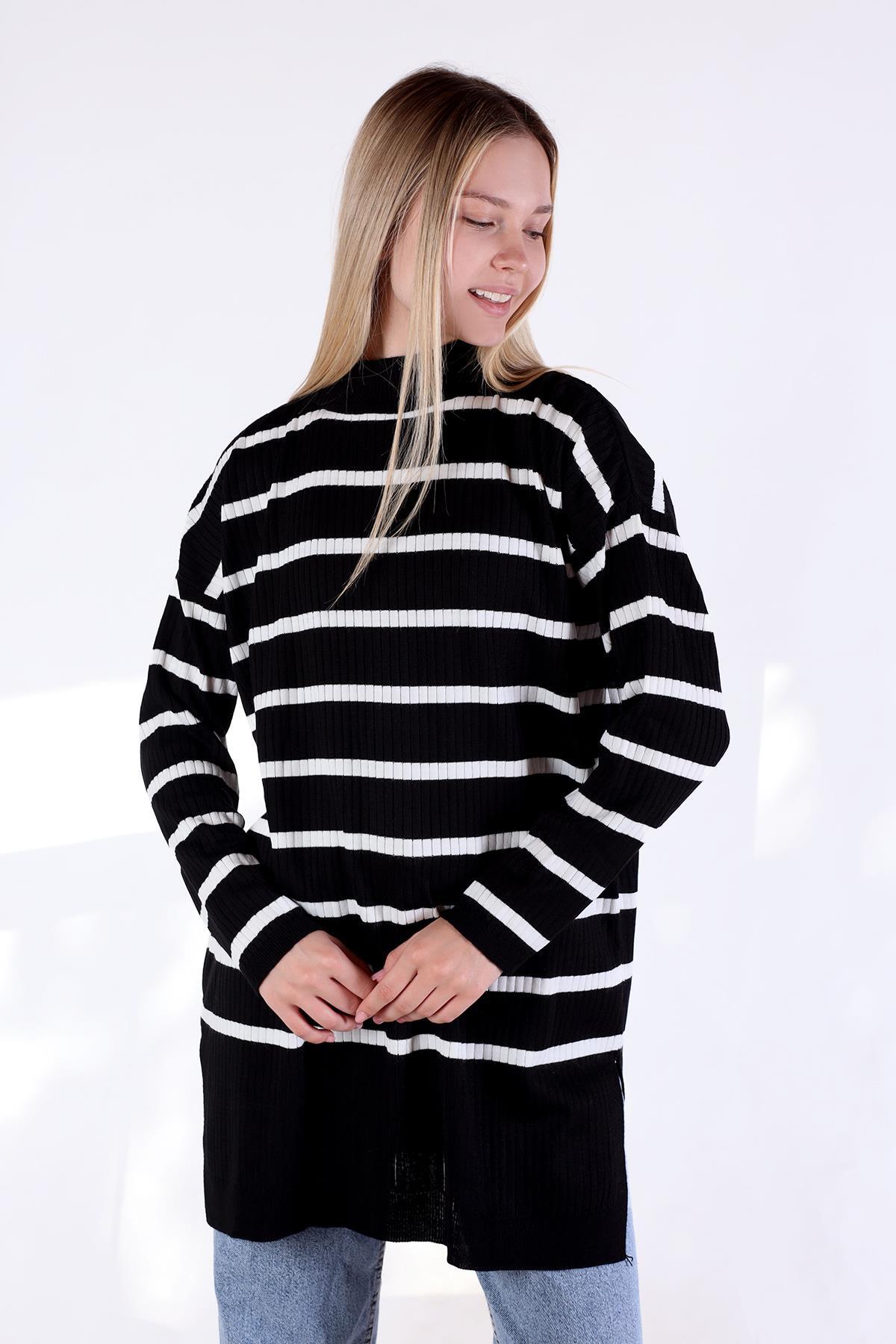 Siyah Çizgili Balıkçı Yaka Tunik 5415 - 4