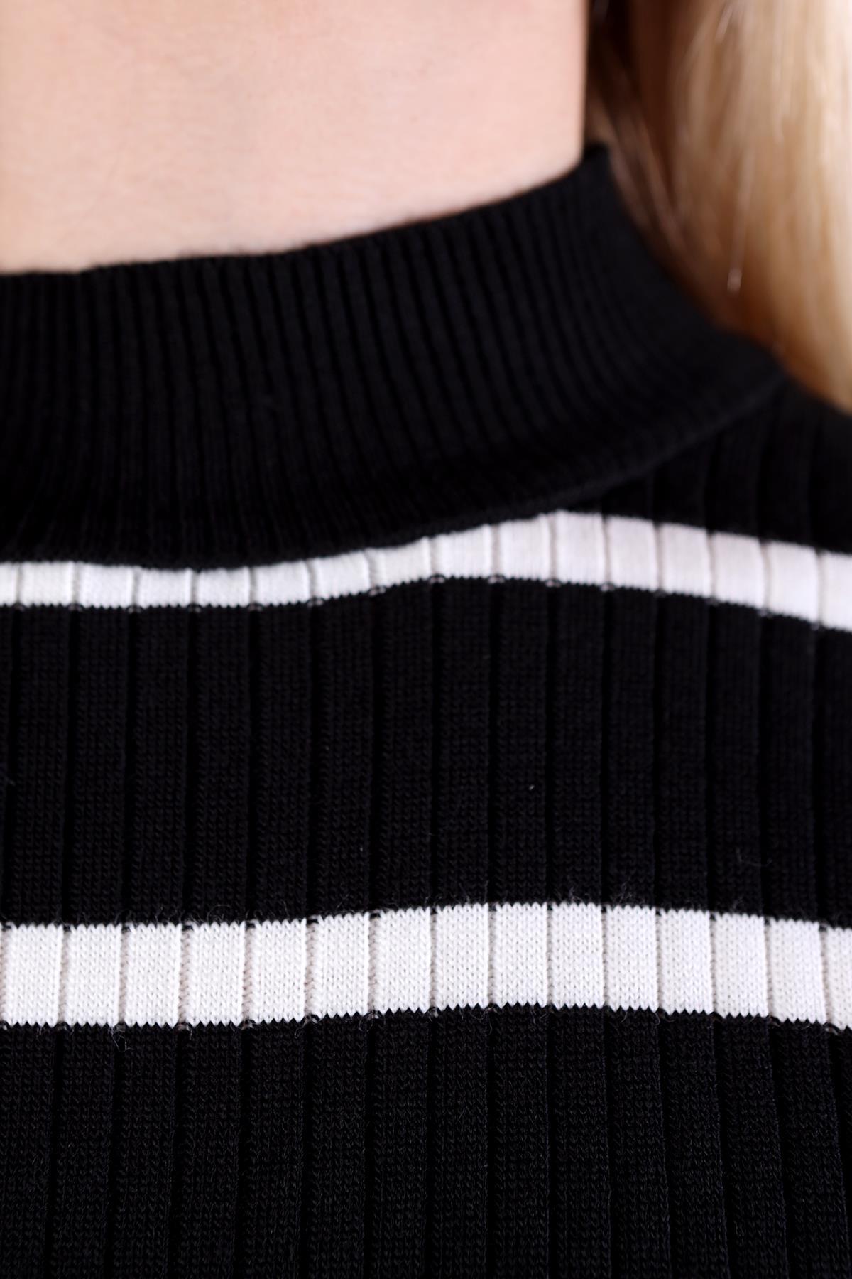 Siyah Çizgili Balıkçı Yaka Tunik 5415 - 6