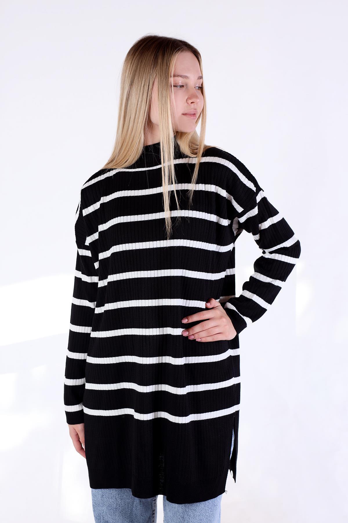 Siyah Çizgili Balıkçı Yaka Tunik 5415 - 9
