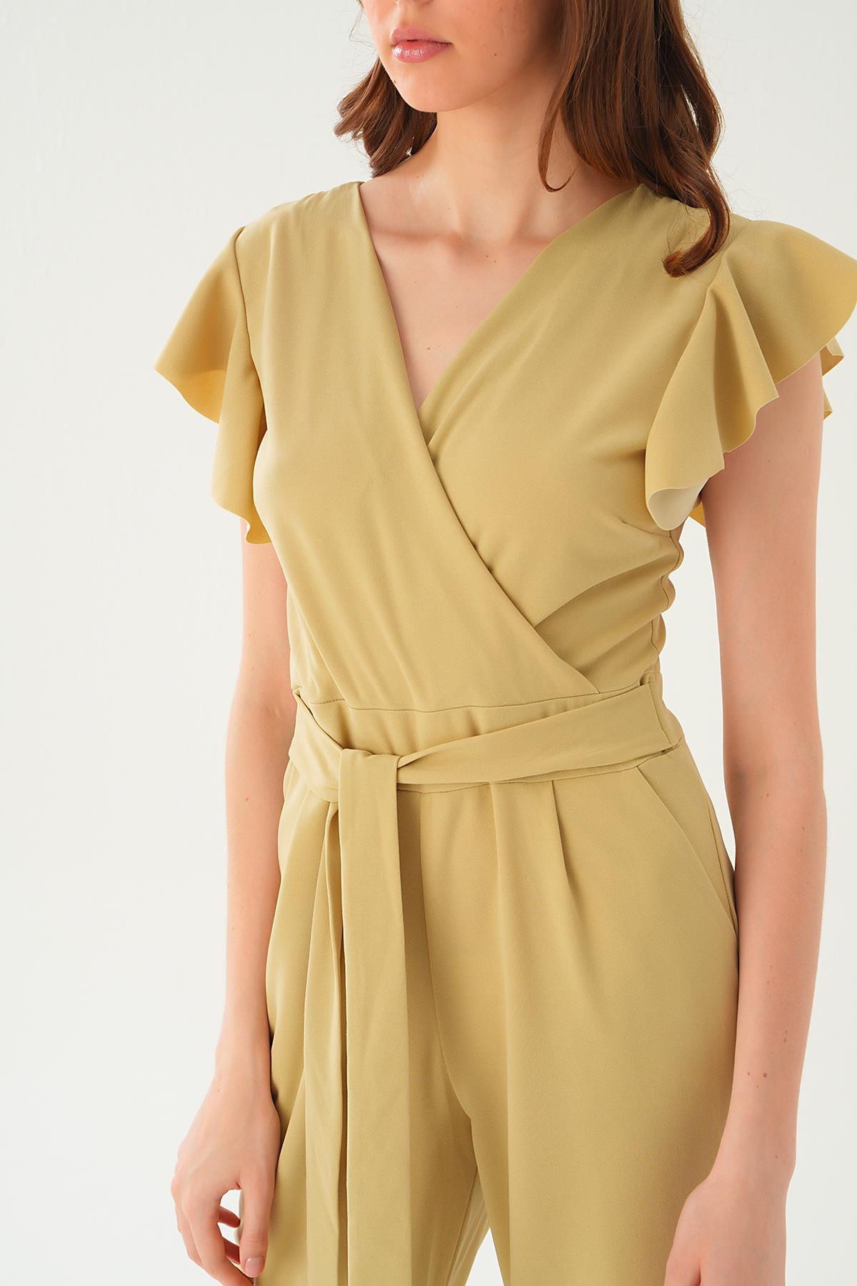 Açık Vizon Balon Kol Tulum 5449 - 2