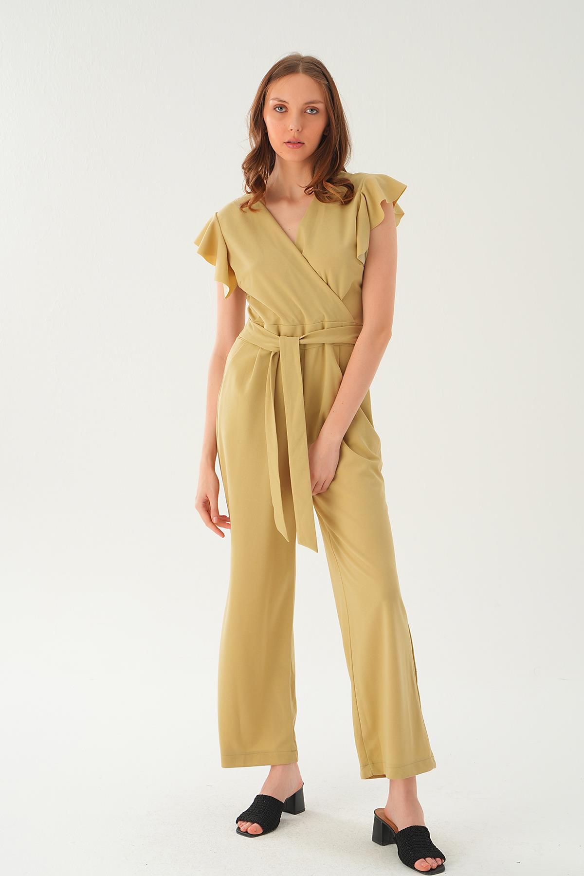 Açık Vizon Balon Kol Tulum 5449 - 4