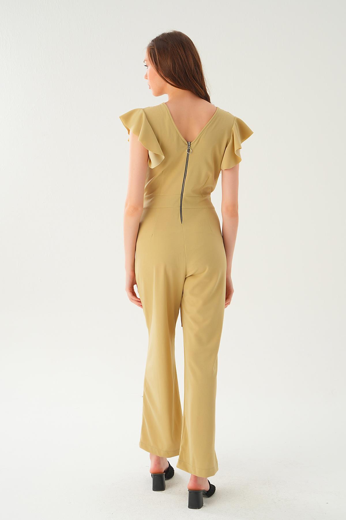 Açık Vizon Balon Kol Tulum 5449 - 5