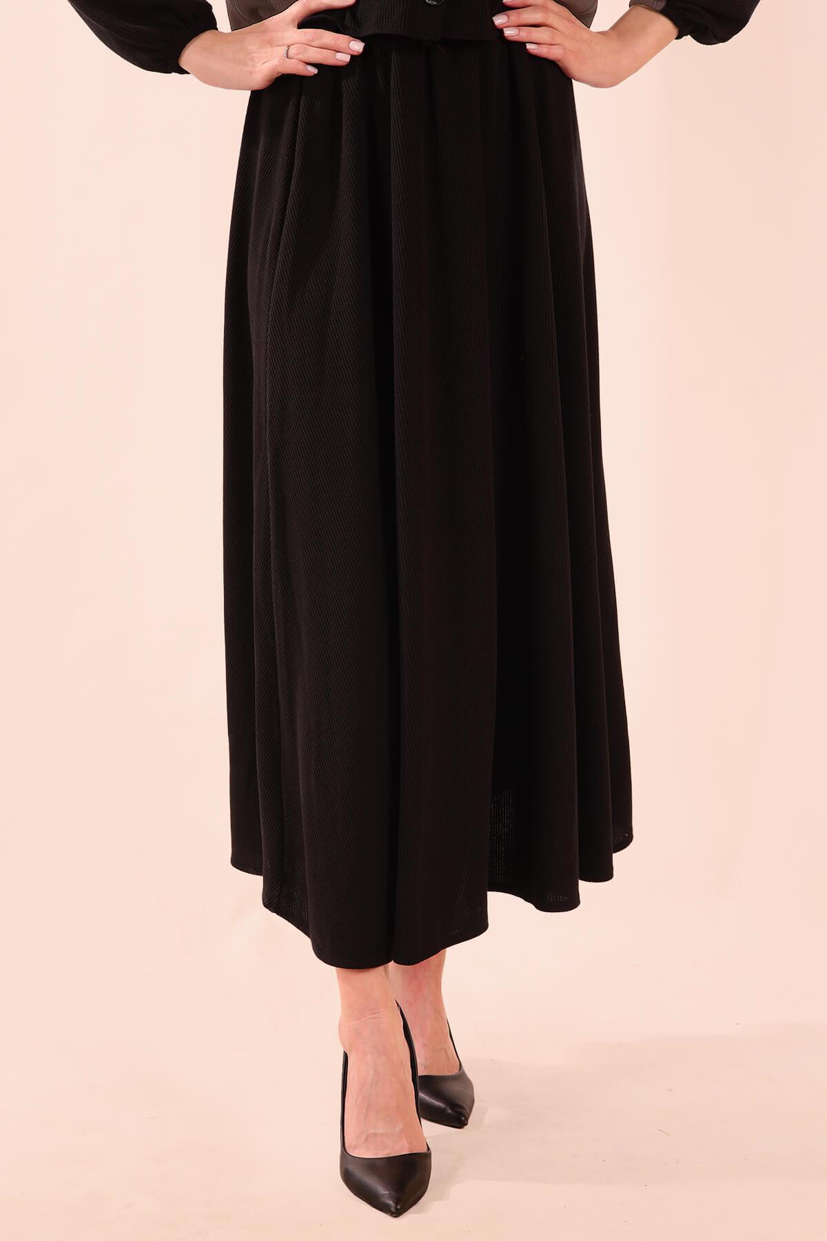 Siyah Büyük Cep Gömlek-Etek Takım 5453 - 5