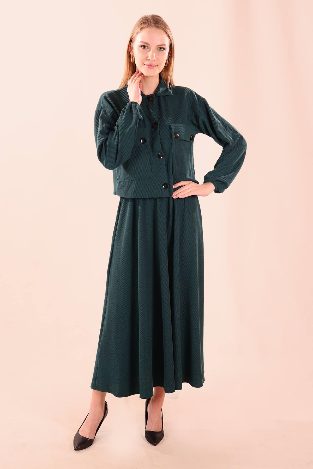 Zümrüt Büyük Cep Gömlek-Etek Takım 5453 - 1