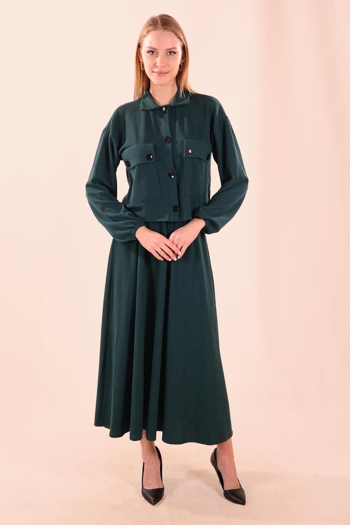 Zümrüt Büyük Cep Gömlek-Etek Takım 5453 - 2