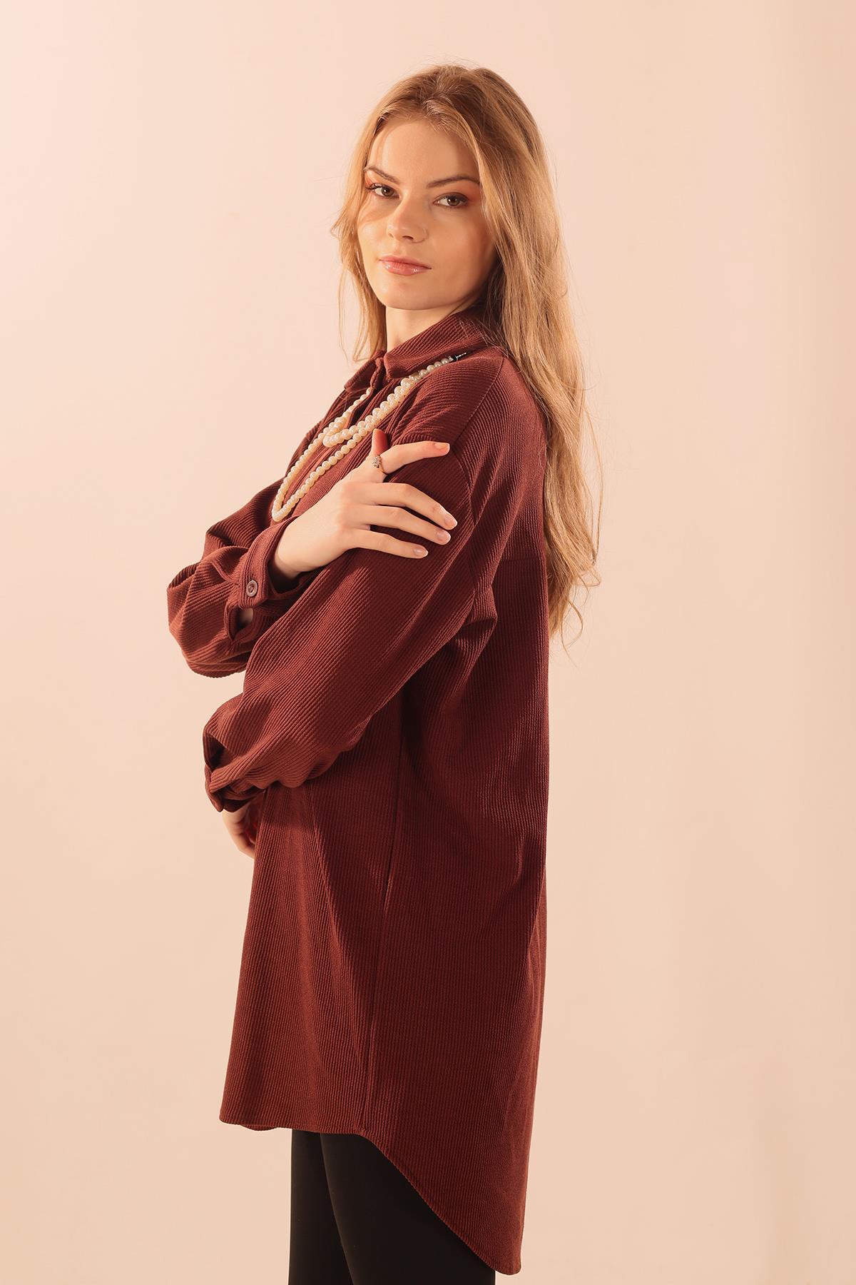 Kahve İnci Kolyeli Tunik 5462 - 4