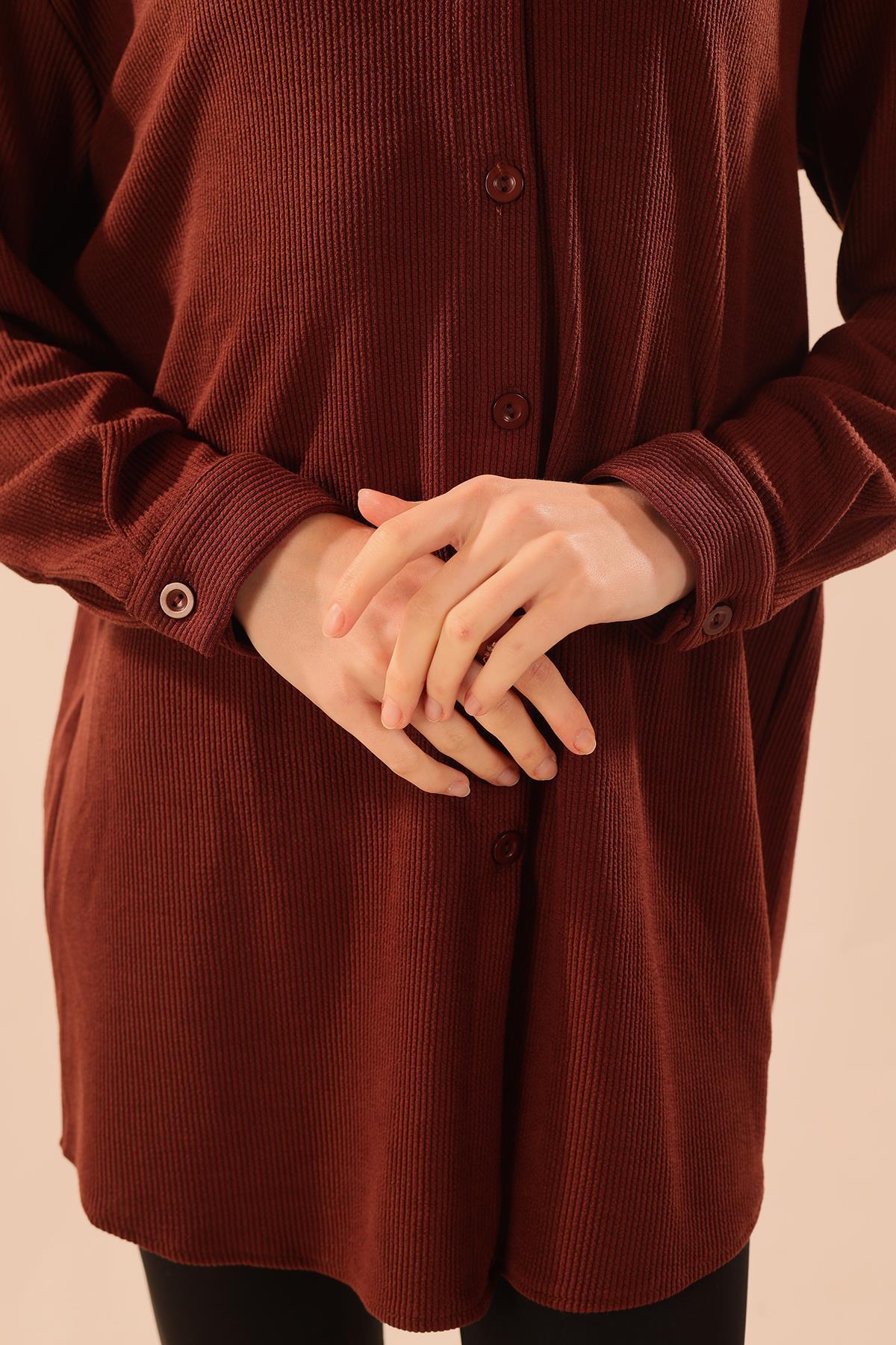 Kahve İnci Kolyeli Tunik 5462 - 5