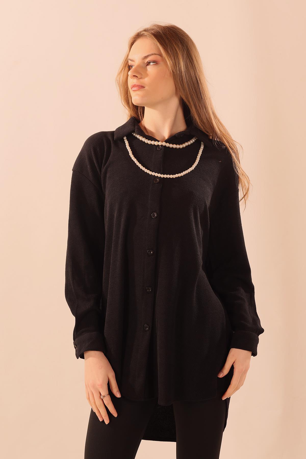 Siyah İnci Kolyeli Tunik 5462 - 3