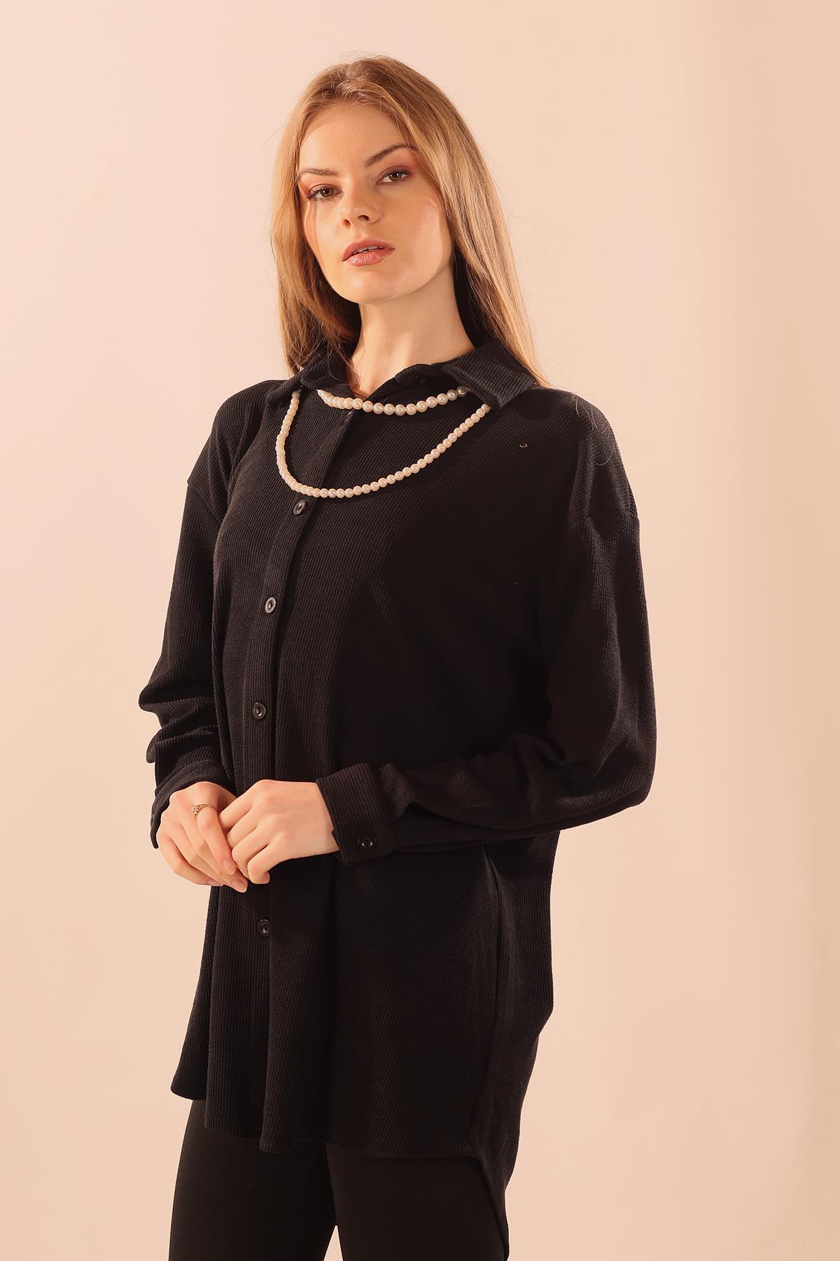 Siyah İnci Kolyeli Tunik 5462 - 4