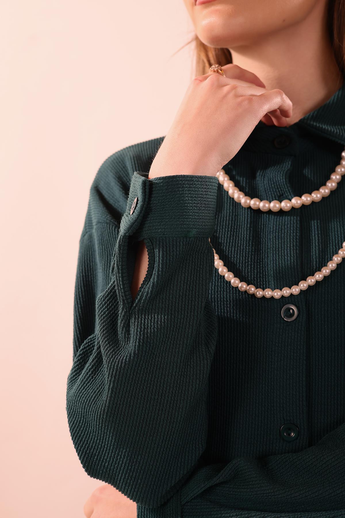 5462 İnci Kolyeli Tunik Zümrüt - 5