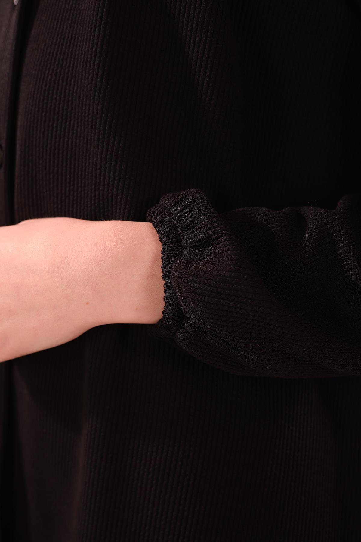 5463 Ön Roba Büzgülü Tunik Siyah - 7