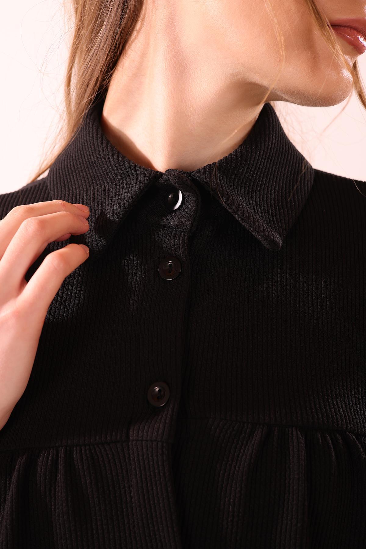 Siyah Ön Roba Büzgülü Tunik 5463 - 6