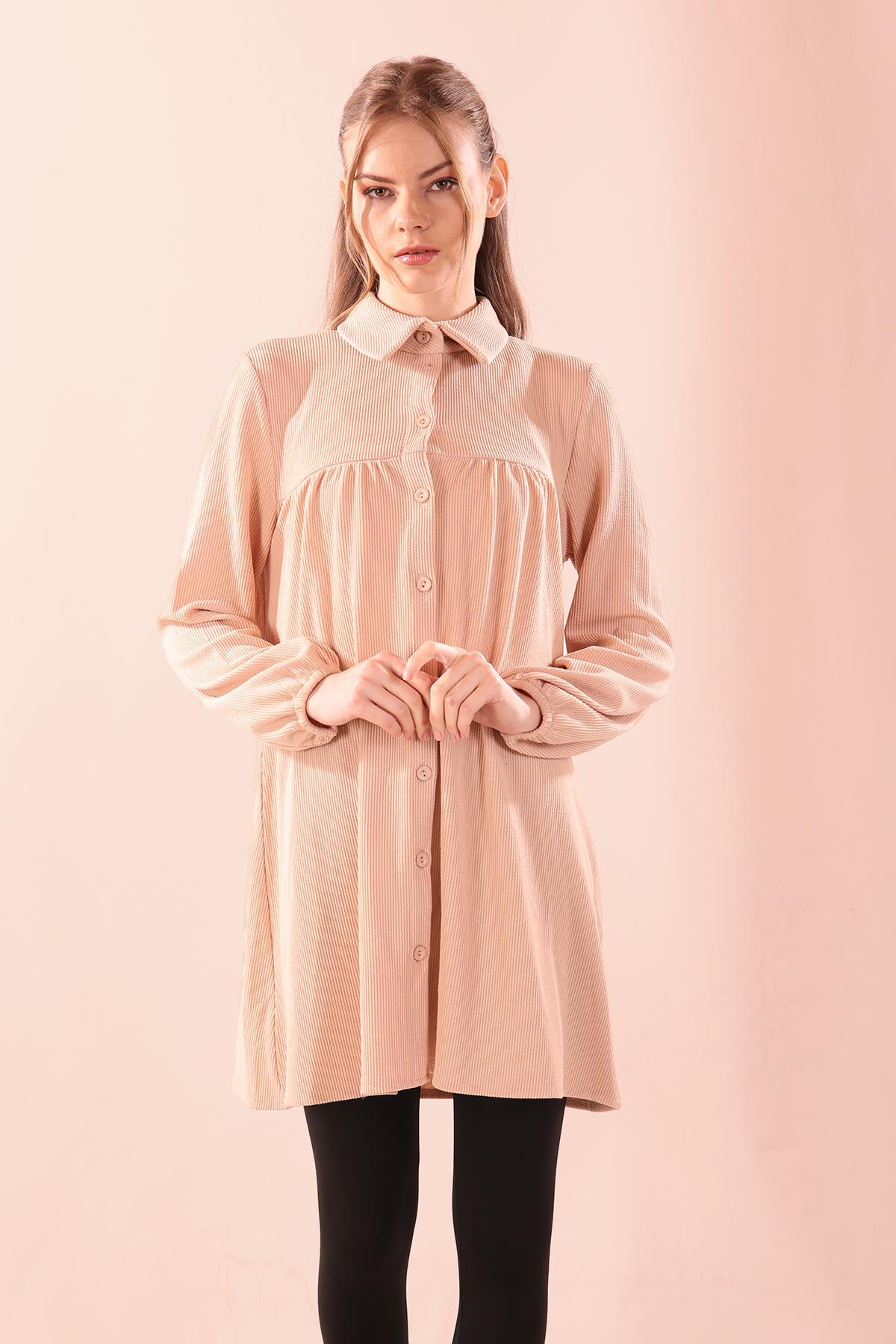 5463 Ön Roba Büzgülü Tunik Taş - 1