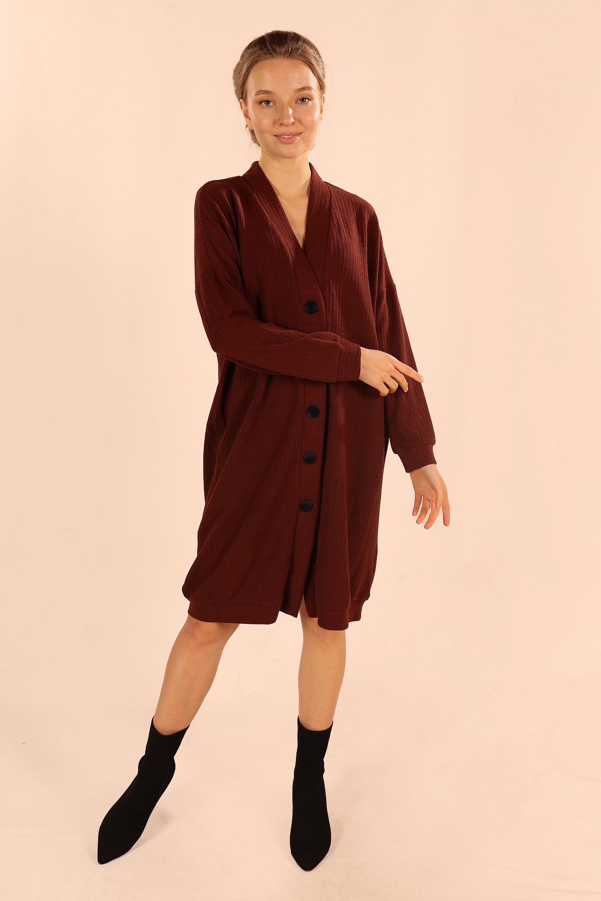 Kahve Düğmeli Hırka 5467 - 2