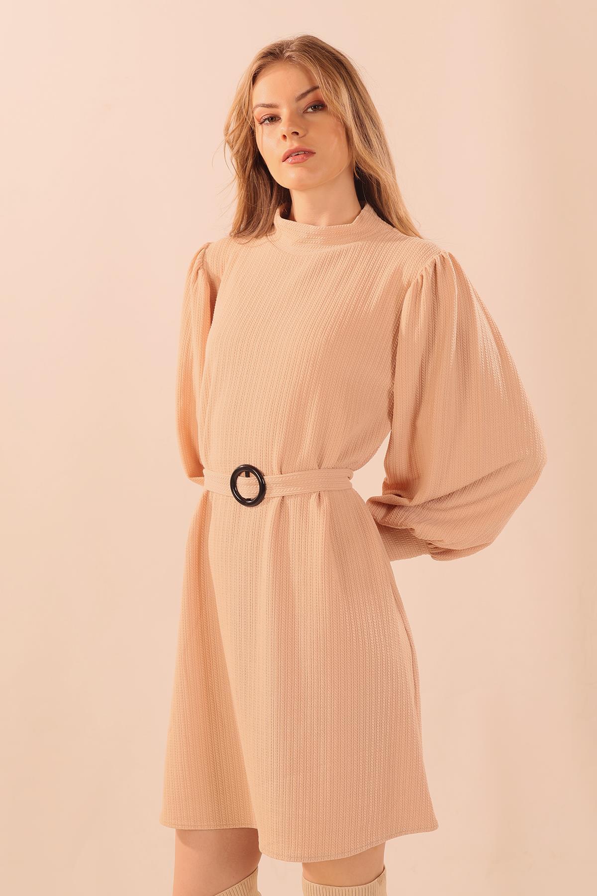 Taş Kol Büzgü Detay Kemerli Tunik 5468 - 2