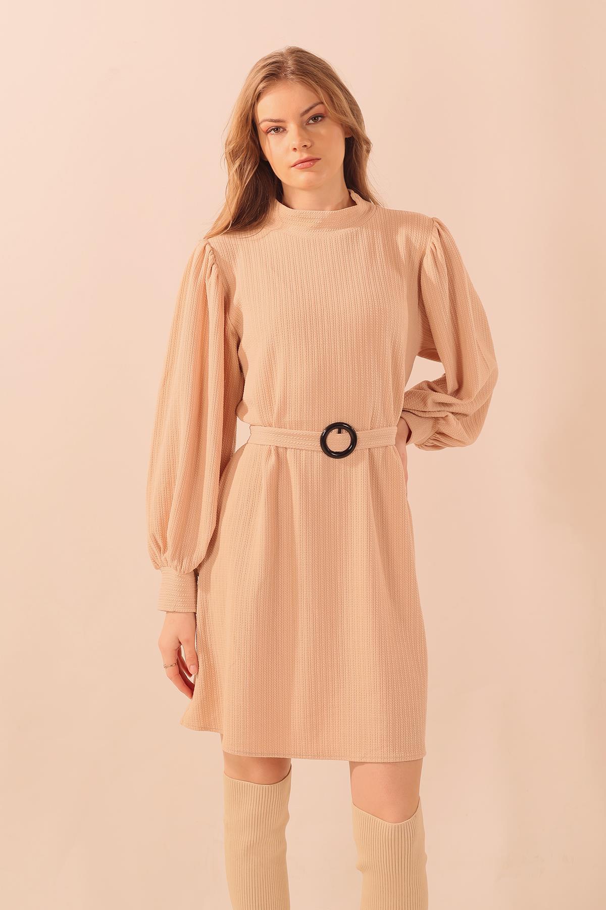 Taş Kol Büzgü Detay Kemerli Tunik 5468 - 5