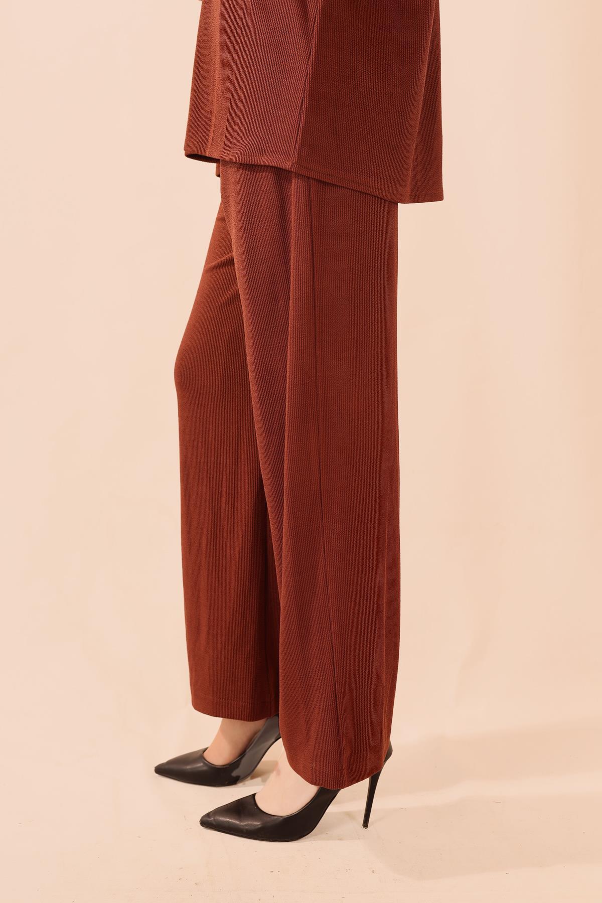 Kahve Fermuarlı Tunik Pantolon Takım 5471 - 2
