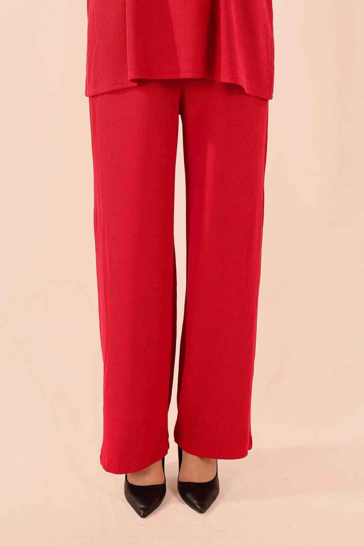 Kırmızı Fermuarlı Tunik Pantolon Takım 5471 - 2